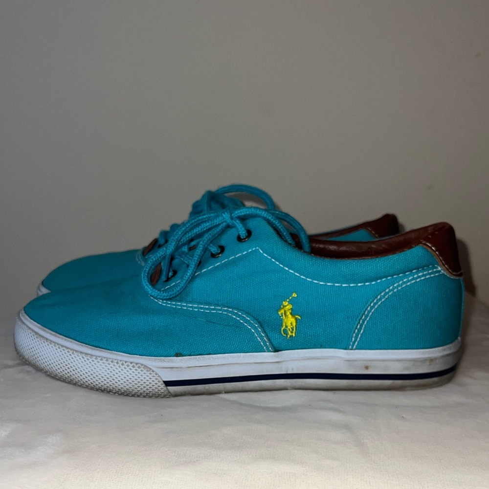 Y2K Polo Ralph Lauren Aqua Canvas Sneakers | Women’s Size 6 - Picture 10 of 12